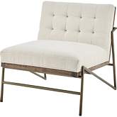 Marlow Accent Chair in Tufted Cream Fabric & Bronze Steel